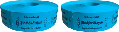 Produktbild von Bonrolle Fischbrötchen blau dreisprachig 2 Rollen je 1000 perforierte Abrisse