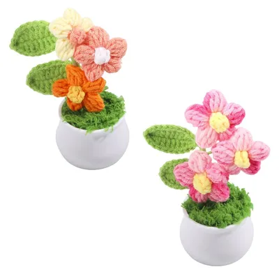 Immagine prodotto di Elzusha - Set di 2 fiori all'uncinetto fatti a mano, ideali per la decorazione