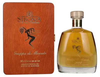 Produktbild von Sibona RISERVA SPECIALE Grappa di Moscato MILLESIMATA 2012 44% Vol. 0,7l in Holzkiste