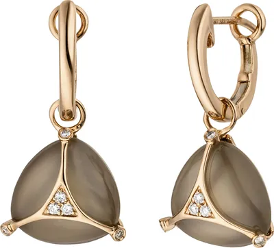 Produktbild von JOBO Creolen 585 Gold Rotgold 2 Mondstein Cabochons 12 Diamanten Brillanten Ohrringe
