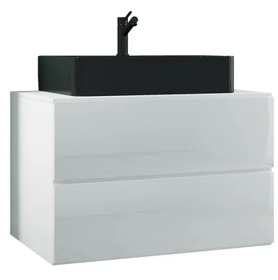 Image de 2 pcs lavabo / lavabo noir largeur 80 cm / meuble de salle de bain avec tiroirs / Lendas S BL