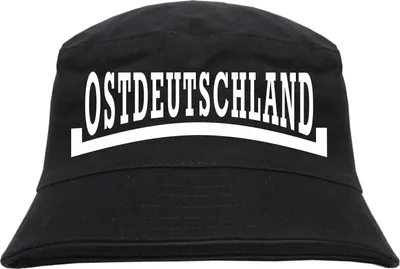 Produktbild von Ostdeutschland Linie Fischerhut - bedruckt - Bucket Hat Anglerhut Hut S/M Schwarz