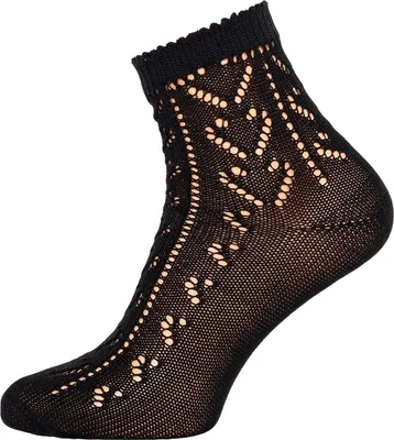 Produktbild von Damen Socken mit Ajourmuster, feiner Herzform und leichter Qualität, Schwarz