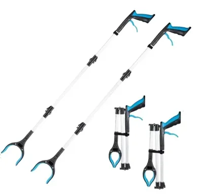 Immagine prodotto di Confezione da 2 pinze per afferrare oggetti - Aiuto per sollevare oggetti - Rotazione a 360° - Lunghezza regolabile - Ideali per monete, graffette, chiavi e rifiuti