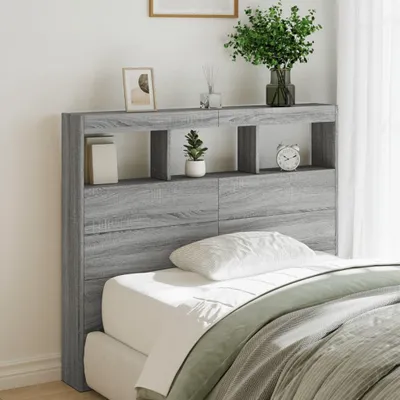 Immagine prodotto di Testata LED con ripiani Grigio Sonoma 120x17x102 cm