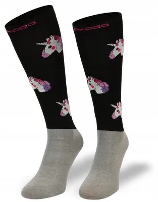 Produktbild von Comodo SPJMW Schwarze Reit-Kniestrümpfe Einhorn-Muster