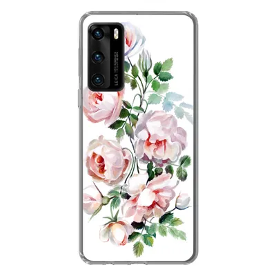 Produktbild von MuchoWow® Handyhülle Schutzhülle Hülle für Huawei P40 Aquarell - Rosen - Blumen Silikon Softcase Handy Hülle - Handytasche