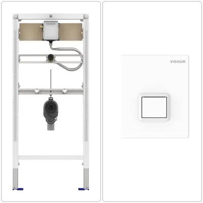 Produktbild von CONEL Urinal Vorwandelement mit VIGOUR TEES Betätigungsplatte, weiß