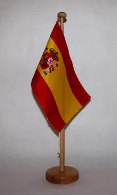 Produktbild von Tischflagge Spanien mit Wappen 25x15 cm mit Holzständer