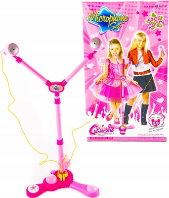 Produktbild von Karaoke Set für Kinder mit 2 Mikrofonen & verstellbarem Stativ - Musikspielzeug in Rosa