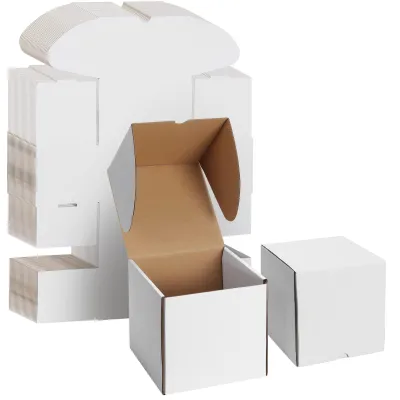 Productafbeelding van Verzenddozen 15.3x15.3x15.3 cm, 20 stuks, wit, kraft golfkarton, voor verzend