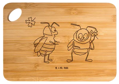 Produktbild von Mr. & Mrs. Panda essbrettchen Bienen Paar - Transparent - Geschenk, Freundin, Valentinstag, Mitbringsel, für, Schildkröten, Frühstücksbrett, Hackbrett, Holzbrett, Brett