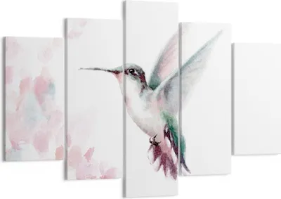 Produktbild von Bild auf Leinwand - Leinwandbild - 5 Teile - Kolibri Aquarell Licht - 150x100cm - Wand Bild - Wanddeko - Wandbilder - Leinwanddruck - Bilder - Wanddekoration - Leinwand bilder - EA150x100-4518
