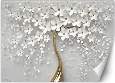 Produktbild von Vlies fototapete Abstrakte Baumblüten Natur 3D 400x280 cm Feeby Grau inkl. Kleber einfache Montage