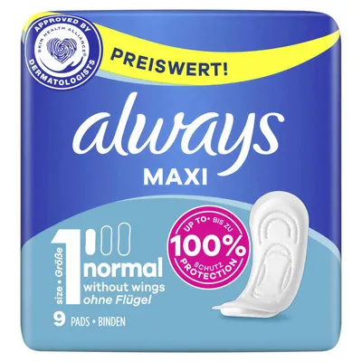 Produktbild von Always Damenbinden Maxi 9 Stück getestet