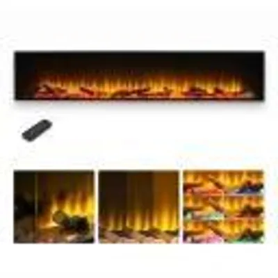 Produktbild von Acantha Aspire 200 Elektrokamin, 3D LED, 49×205,4×23,5 cm, Einbaukamin für Medienwand, 1-2 kW, Fernbedienung