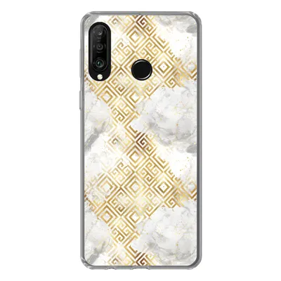 Produktbild von MuchoWow® Handyhülle Schutzhülle Hülle für Huawei P30 Lite Gold - Marmor - Muster - Geometrie Silikon Softcase Handy Hülle - Handyhülle