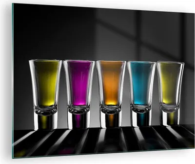 Produktbild von Bilder auf glas - Gläser Alkohol trinken Saft - 70x50cm - Glasbilder - Wandbilder - Kunstdruck - zum Aufhängen bereit - Wanddekoration aus Glas - Glas Bilder - Wandbild auf Glas - GAA70x50-2194