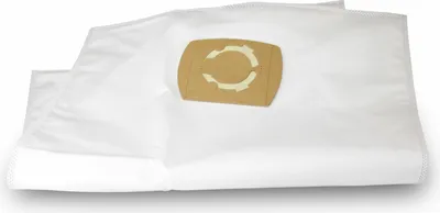 A stack of white vacuum cleaner bags with a tan connector.