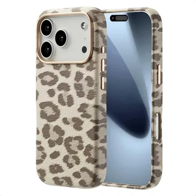 Produktbild von Selencia Sabi Backcover Leopardenmuster mit MagSafe iPhone 17 Pro - Soft Ivory