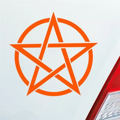 Produktbild von Auto Aufkleber Pentagram Druidenfuß Gothic Hexe Stern Satan 10x10 cm Orange Sticker Heckscheibenaufkleber