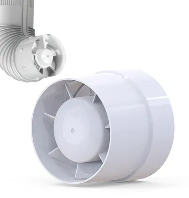 Produktbild von Rohrventilator, 100 mm/150 mm, Abluftventilator, Rauchabzug, Kanalventilator, 130 m³/h - 320 m³/h, Inline-Rohrventilator, leise, für Haus, Küche, etc