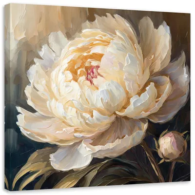 Produktbild von Leinwandbild Beige Gemalte Pfingstrose 40x40 Feeby Beige bild für die wand bereit zum aufhängen