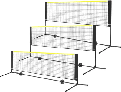 Zdjęcie produktu dla Siatka do badmintona, siatka do siatkówki z regulowaną wysokością, składana siatka do pickleballa o szerokości 10 stóp, przenośny zestaw do tenisa z łatwą konfiguracją, słupkami, stojakiem i torbą transportową, do zabawy dla dzieci w ogrodzie, do użytku wewnątrz i na zewnątrz.