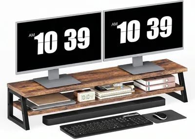 Zdjęcie produktu dla Podwójna podstawa monitora na 2 monitory - 100 x 24 x 19,5 cm - Podwyższenie dla monitorów
