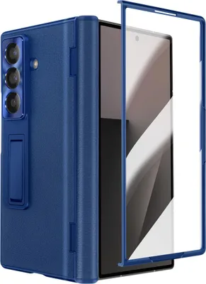 Produktbild von Avizar, Rundumhülle Galaxy Z Fold7 mit Glas-Vorderseite und Ständer, Blau