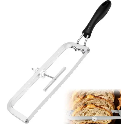 Produktbild von Brotschneider Brot Schneidehilfe mit Wellenschliff, verstellbare Schnittbreite 0-52 mm, Edelstahl, für gleichmäßige Brotscheiben