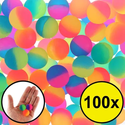 Productafbeelding van Decopatent 100 STUKS Frosted Stuiterballen 2.7 Cm - Uitdeelcadeaus - Traktatie Uitdeelcadeautjes voor kinderen - Grabbelton - School - Kinderfeestje -