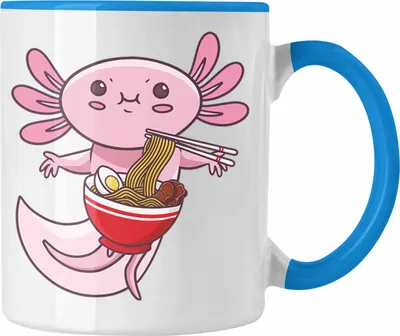 Produktbild von Trendation - Axolotl Tasse Grafik Lustig Geschenkidee Schwanzlurch Tiere Geschenk Ramen Lustig (Blau)