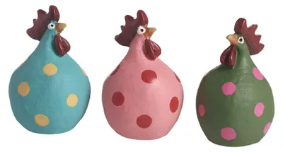 Produktbild von Nääsgränsgården - Höna Poppy Hennen, 3er Set, H: 5,2 cm, bunt