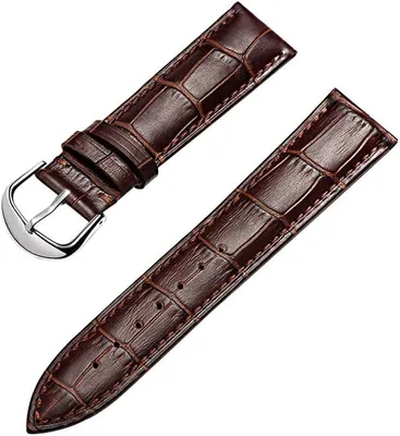 Image de Bracelet de montre Braun en cuir de veau, universel, avec boucle argentée, 18 mm