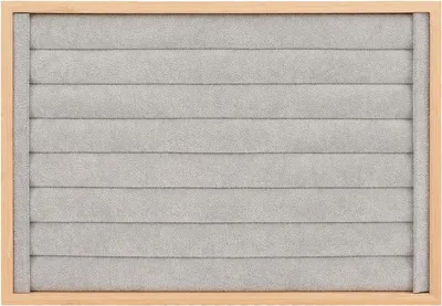 Image de Boîte de rangement pour bijoux - Organisateur à 7 rangées - Dimensions : 36 x 25 x 3 cm - Couleur : gris