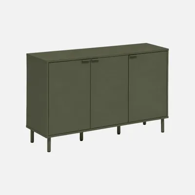 Produktbild von sweeek - Sideboard mit Holzdekor und Metall 3 Türen 120cm - Khaki