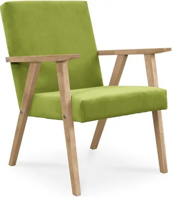 Produktbild von Bettso Sessel Gepolsterter Cocktailsessel LISEK Hellgrün Beine aus Buchenholz