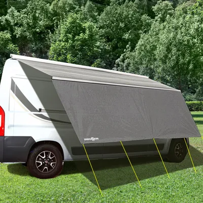 Productafbeelding van Zonnescherm Sunny View voor camping - Bus, zonnedak, caravan, camper. Met oogjes. Afmetingen: 440 x 190 cm
