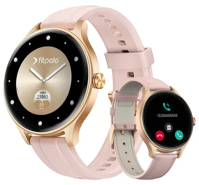 Produktbild von Smartwatch Damen Rund Smart Watch mit Telefonfunktion Whatsapp Damen mit Herzfrequenz Schlafmonitor 120+ Sportmodi IP68 Wasserdicht Rosa