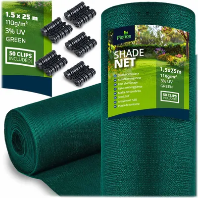 Produktbild von Schattierungsnetz 1,5x25m 110 g/m2 + 50 Klammern grün