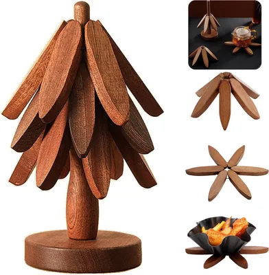 3er-Set Untersetzer aus Holz, 8 cm, für Gläser und Tassen