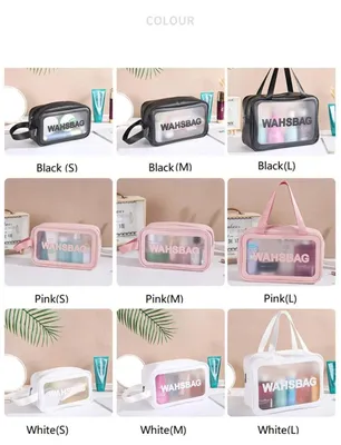 Produktbild von Reise-Kulturbeutel Set 3-teilig, Wasserdichter Transparenter Kosmetikbeutel aus PVC, Make-up-Tasche für Reisen, Fitnessstudio und Alltag（Schwarz）