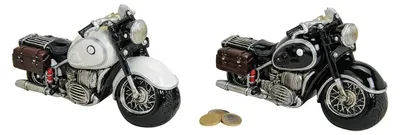 Produktbild von Spardose Motorrad Poly B20 x T9 x H11 cm 2-fach sortiert schwarz/weiß