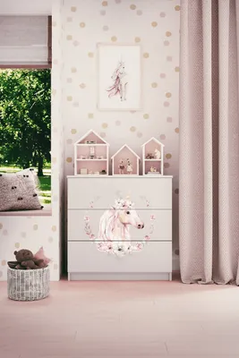 Produktbild von Kinderkommode mit Schubladen Pferd in der Farbe Weiß Babydreams