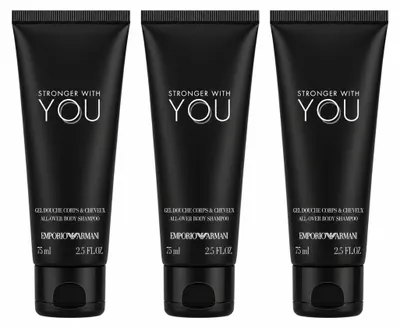 Obrázek produktu pro Emporio Armani, šampon na tělo "Stronger With You", 75 ml, balení 3 kusů (celkem 225 ml), Obrázek vytvořený pomocí AI
