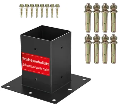 Produktbild von SOTECH Bodenhülse 100 x 100 mm schwarz – Pfostenträger zum Einbetonieren