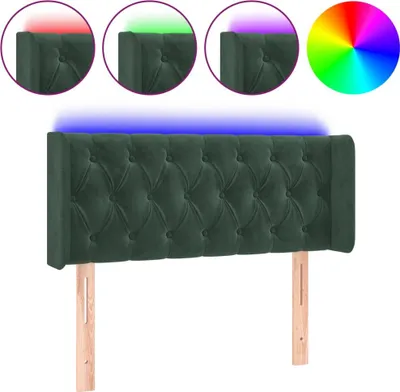 Produktbild von vidaXL LED Kopfteil Dunkelgrün 103x16x78/88 cm Samt
