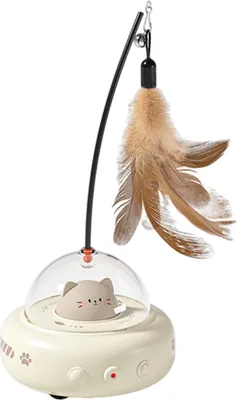Produktbild von Elektrischer Katzenspielzeugstab, wiederaufladbar über USB, automatisch bewegliches Katzenspielzeug, interaktiver bewegungsaktivierter Federstab mit Licht für gelangweilte erwachsene Katzen