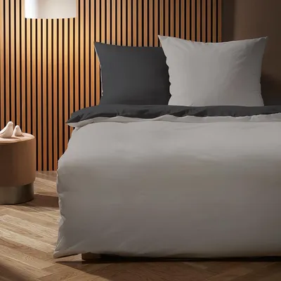 Produktbild von Fleuresse Black Premium Interlock Jersey Uni- Wendebettwäsche grau-dunkelgrau